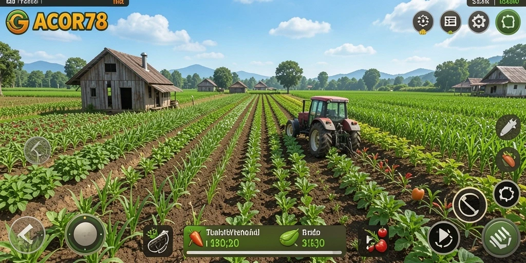 Tampilan gameplay seru di GACOR78 dengan aktivitas pertanian.