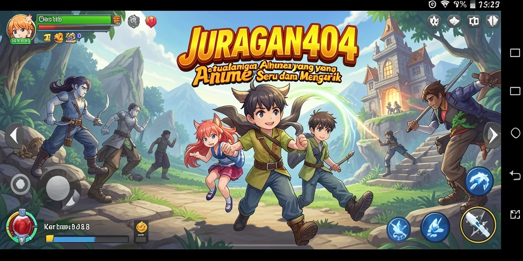 Gambaran gameplay JURAGAN404 dengan karakter anime yang menarik.