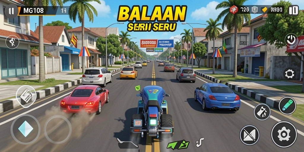 Gameplay balap seru di MG108 dengan grafik memukau.