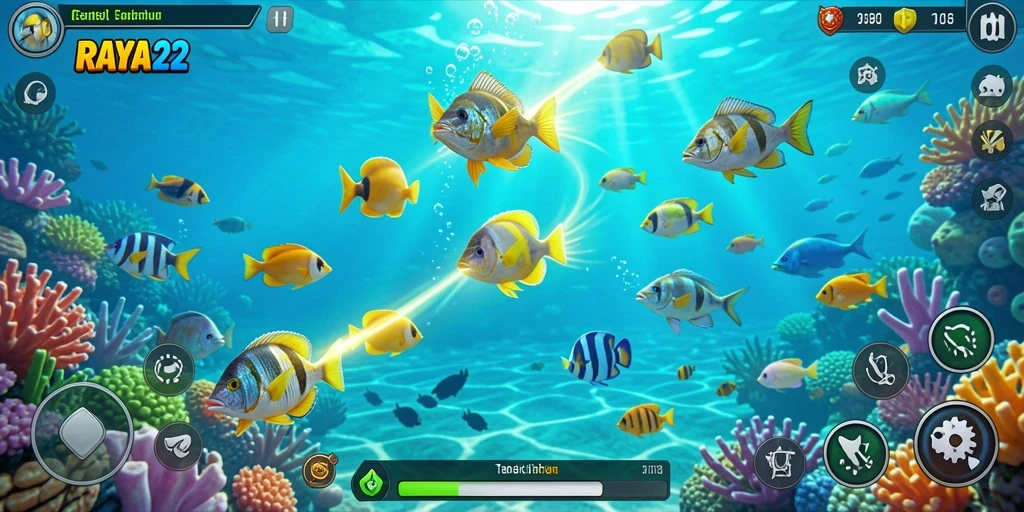 Screenshot gameplay RAYA22 menampilkan keseruan menembak ikan.